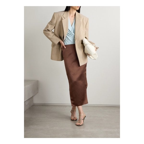 더치스 실크 새틴 미디 스커트 브라운 1647597333155256