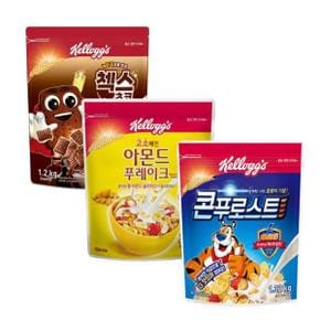 대용량 시리얼 1200g(콘푸로스트+아몬드+첵스초코)