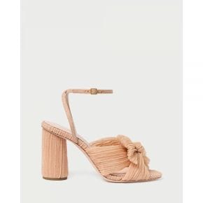 5020154 Loeffler Randall Camellia Pleated Knot Heeled Sandals With Ankle Strap - Glitter B