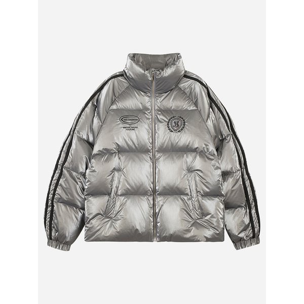 글로시 코티드 트랙 다운 패딩 재킷 실버 BODDU417MSV