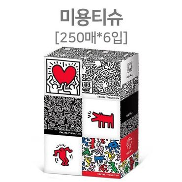  식당롤화장지 무형광 케이스 미니 미용티슈 키스헤링 250매