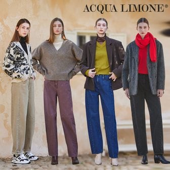 신세계라이브쇼핑 (런칭한정! 레몬볼 증정) 25FW 아쿠아 리모네 배럴 레그핏 기모 데님 1종 여성