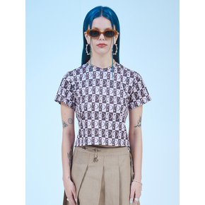 BROWN CHECK CROP T-SHIRTS (BR)