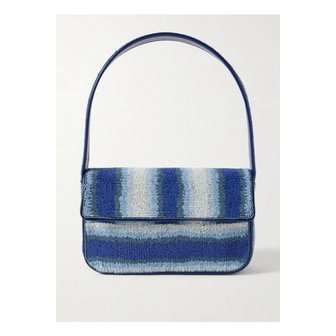 STAUD 스타우드 토미 비즈 장식 자수 새틴 숄더 백 블루 1647597357747031