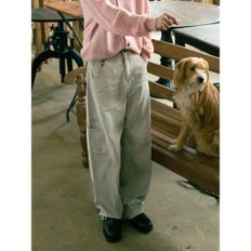 Washed Cachion Oval Wide Denim Pants  Beige (MS5121A45A)