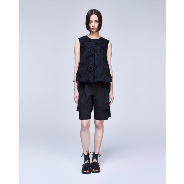 [파주점] [송지오우먼]송지오 컬렉션 자카드 박스 플리츠 탑 블랙 WH3TP704BK