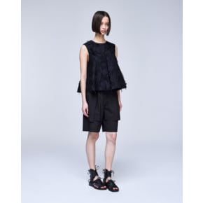 [파주점] [송지오우먼]송지오 컬렉션 자카드 박스 플리츠 탑 블랙 WH3TP704BK