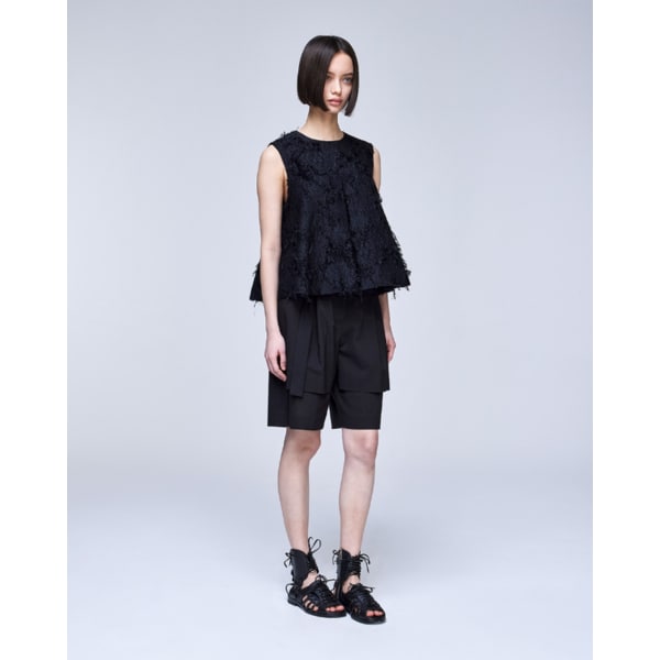 [파주점] [송지오우먼]송지오 컬렉션 자카드 박스 플리츠 탑 블랙 WH3TP704BK