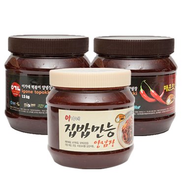  이가네떡볶이 만능양념장 1+1+1 (블랙라벨 1.5kg 2개 + 집밥만능 1.4kg 1개)