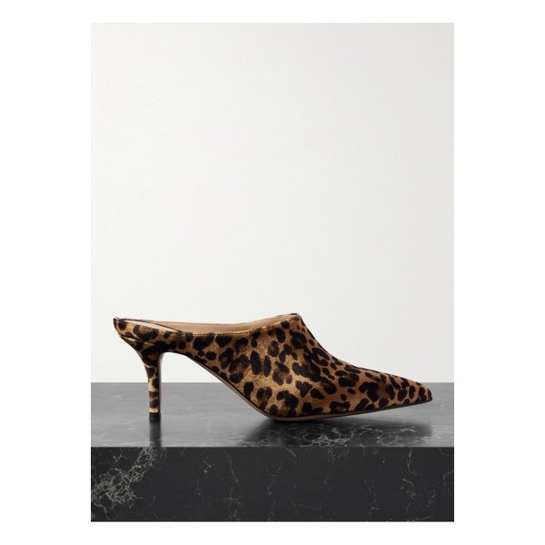 레오파드 프린트 벨벳 포인트 토 뮬 70mm 1647597350787288