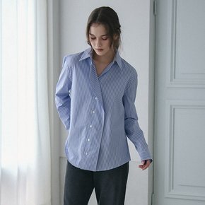 DRAPE PLACKET STRIPE SHIRTS_BLUE