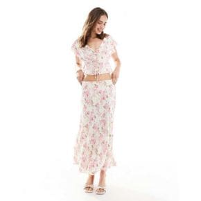 4883668 Mango midi floral print skirt in white - part of a set