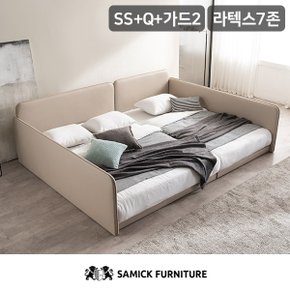 SAMICK 루시 슬림형 저상형 패밀리 침대 SS+Q(라텍스 7존 독립 매트리스)+가드2