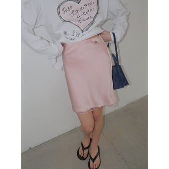 그노노이 레이어링 새틴 밴딩 스커트 (Pink)