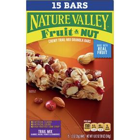 [해외직구] Nature Valley 네이처입밸리 후루츠 앤 넛 그래놀라 바 트레일 믹스 35g 15입  4팩