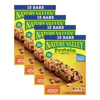  [해외직구] Nature Valley 네이처입밸리 프로틴 그래놀라 바 피넛 버터 다크 초콜릿 40g 15입 4팩