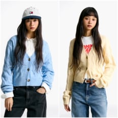 여성 브이넥 케이블 가디건 T32F0KCD30TWT1 TOMMY JEANS