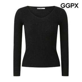 무지 골지 V넥 니트 (GQ1KP034F)