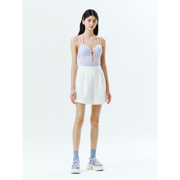 코튼캔디 커버업 핀턱 쇼츠 화이트