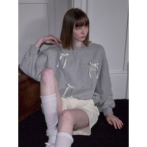 Satin Ribbon Sweatshirt [Gray]