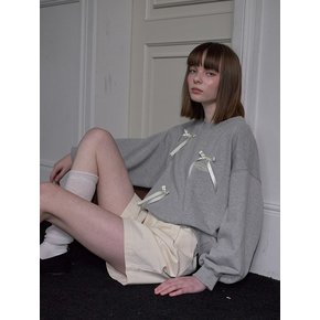 Satin Ribbon Sweatshirt [Gray]