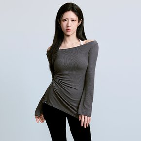 [고윤정 착장] 리브드 오프숄더 원슬릿 롱슬리브 (XFL3TL1129)