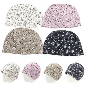 꽃나염 두건 비니 4color/엄마 중년 여성 사계절 면 항암 모자