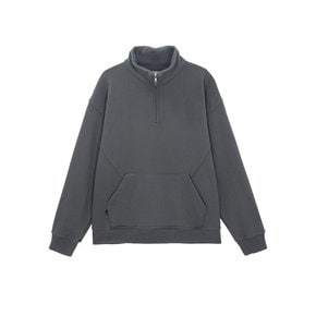 Half zip-up sweat shirt (chacoal)