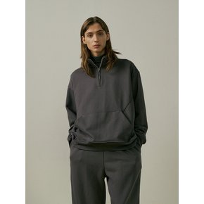 Half zip-up sweat shirt (chacoal)