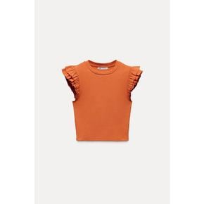 프릴 리브드 티셔츠 3641/348 ORANGE