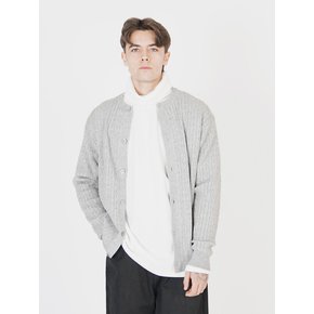 Silket Cable Round-neck Cardigan (Gray)