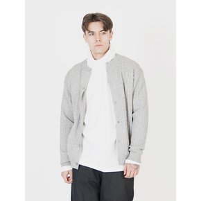 Silket Cable Round-neck Cardigan (Gray)