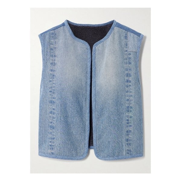 비사이드 리버시블 데님 인조 시어링 베스트 블랙 1647597345731533