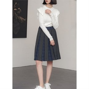 HIDDEN CHECK MIXED PLEATED SKIRT (1984729)