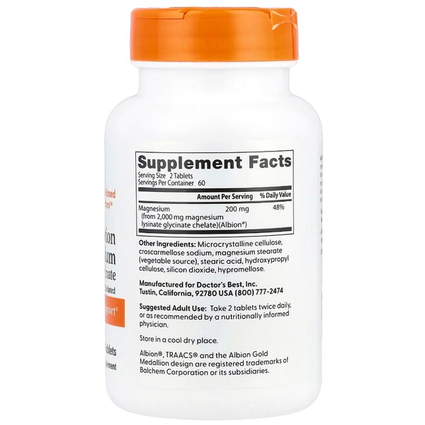 닥터스 베스트 고흡수 마그네슘 200mg 120타블렛 X 2통세트 킬레이트 마그네슘 (1정당 100mg)