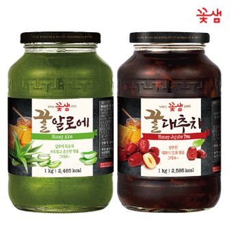  꽃샘 꿀 알로에차 1KG +꿀 대추차 1KG (과일청)