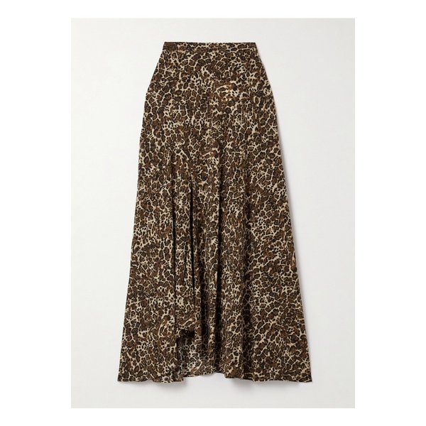 사쿠라 비대칭 레오파드 프린트 스트레치 실크 스커트 1647597343381211