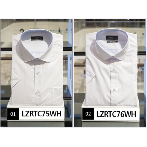 란체티 남성 화이트 솔리드 슬림핏/일반핏 반소매 와이셔츠 LZRTC75WH76WH 2종