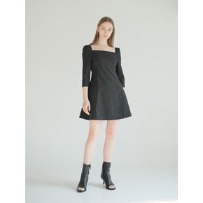 SQUARE NECK MINI DRESS / BLACK