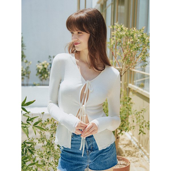 LACE TRIMMING CARDIGAN_2COLOR