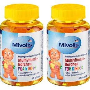 Mivolis 어린이 멀티비타민 포 칠드런 60정 2팩 후르츠 껌 Multivitamin bears for children