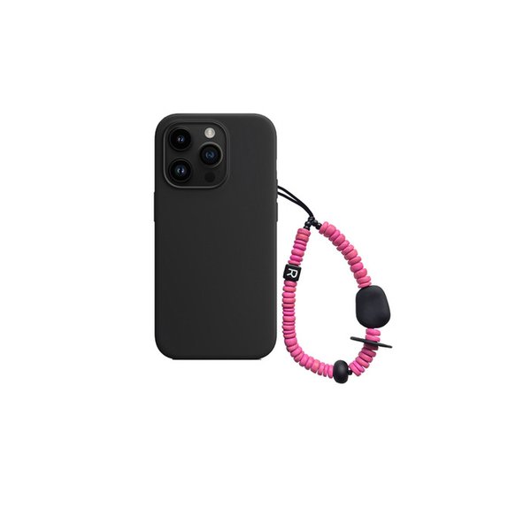 nature beads phone strap short pink