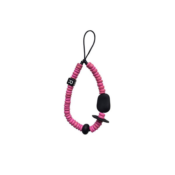 nature beads phone strap short pink