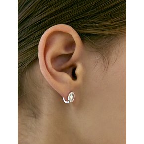 [진주귀걸이 2종 증정] Oval back point hoop earring