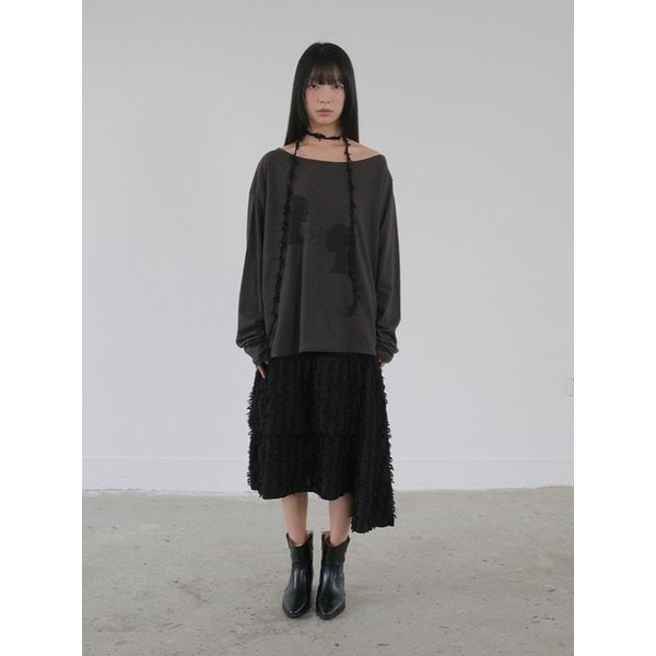 Lace Unbalance Flare Skirt_BLACK