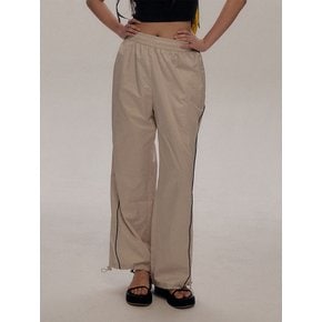 Piping Line Training Wide String Jogger Pants [Beige]