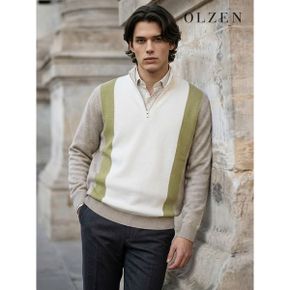 수피마코튼 소프트 반집업 카라 니트 ZOD1EU1341_P382957434