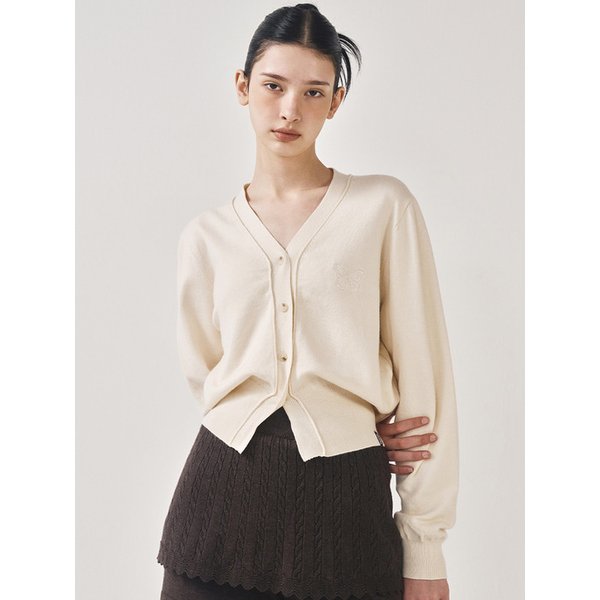 MINI BUTTERFLY SOFT V-CARDIGAN_LIGHT BEIGE