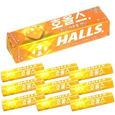 텐바이텐 HALLS 호올스 스틱 멘톨 사탕 졸음방지 캔디 허니레몬 10개