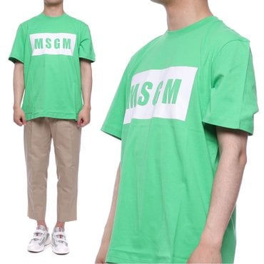 MSGM [엠에스지엠] 21SS 남성 로고 박스 반팔 티셔츠 (3040MM67_217098_36_21S)